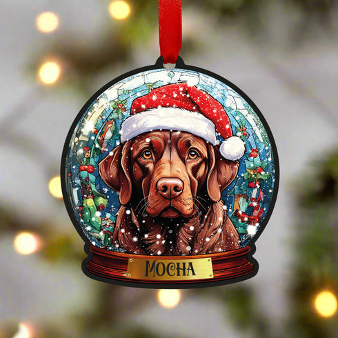 Labrador Chocolate Snow Globe Decoration